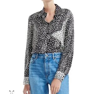 Maje Cilia Color blocked animal print cheetah leopard black white Button Down